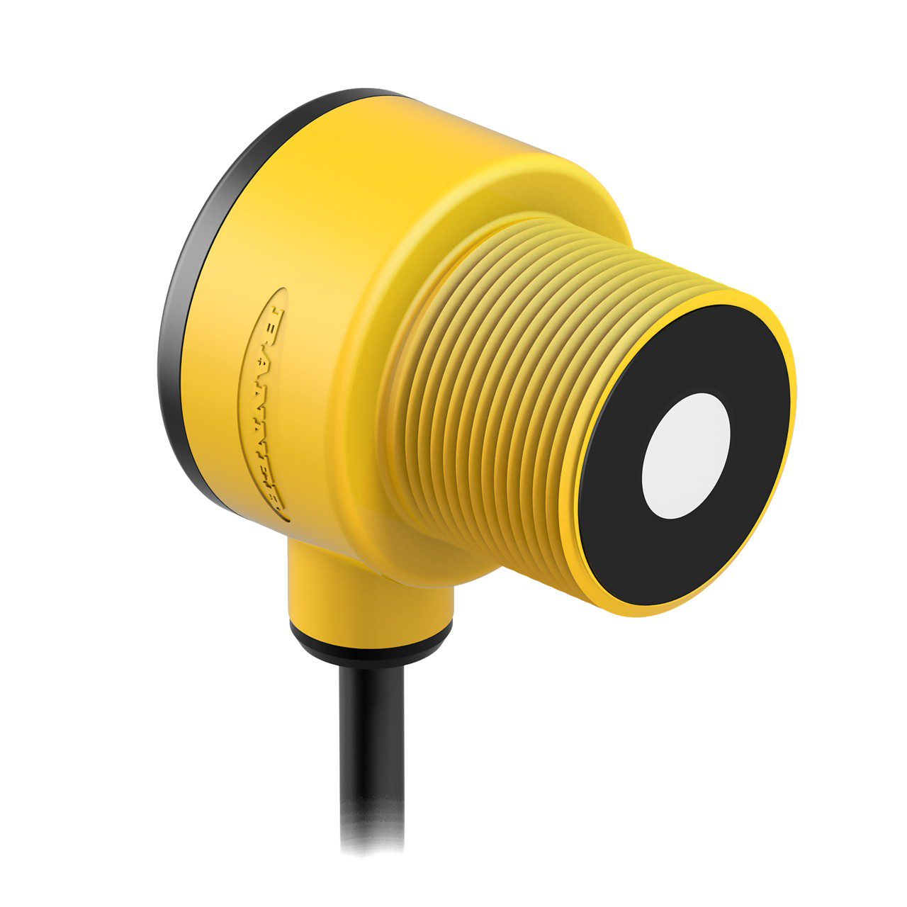 Banner Engineering Ultrasonic Sensor; Distance Measurement; 30mm Barrel-Right Angle; 1000mm Max. Range; 12-24VDC; NPN &plus; 4-20mA; Potted Cable